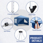 3 x 3m Two Doors & Two Windows Practical Waterproof Right-Angle Folding Tent Blue - Image 17