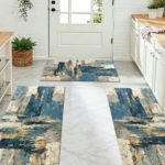 Three-piece kitchen rug set, non-slip and washable, abstract pattern kitchen hallway rug, soft and comfortable, suitable for sinks, floors, entrances, hallways and bathrooms. - Image 10