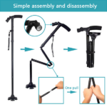 5-Levels Adjustable Height Walking Stick Portable Foldable Cane Travel Camping Hiking Walking Cane w/LED Light (US Logistics For USPS/DHL/Fedex/UPS. No designated logistics accepted TK/TMEU only For self-pickup - Image 2