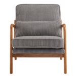 Low Arm Accent Chair - Light Gray Corduroy Upholstered Indoor Lounge Chair, Compact Single Seater with Sturdy Frame (330LBS Weight Capacity) - Image 27