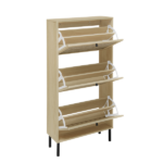 Rattan 3 Door Shoe Rack, Freestanding Modern Shoe Storage Cabinet, for Entryway - Image 15
