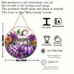 CIFbuy Handmade-Style 2D Flat Round Acrylic Wreath, "" Flat Round Acrylic Wreath, Acrylic Wreath, Purple Pumpkin Welcome Sign Wall Decor TikTok, TikTok, temu emu Self-pickup Logiecics - Image 9