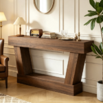 Brown 63" Vintage Entryway Console Table – Narrow Design, Open Shelf, for Living Room Space - Image 4
