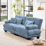 Cloud Couch 2 Seater Sofa for Living Room, Chenille 2 - Seat sofa with 2 Lumbar pillows and 2 throw pillows,Chenille Blue - Image 14