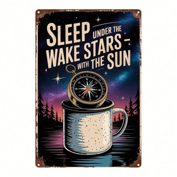 d8995f21-4280-4649-a643-95b3938eb64b.png CIFbuy Vintage Night Sky Star Compass Metal Sign, Retro Motivational Coffee Cup Tin Sign Decorative Poster For Home Office Gym Bedroom TikTok, TikTok, Self-pickup Logiopics - Image 1
