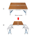 Same Code 44641025 136*85.5*67cm 50kg Aluminum Alloy Table And Chair One Piece Camping One Piece Table And Chair Wood Grain Color - Image 12
