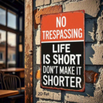 CIFbuy Funny Warning Metal Sign 8x12 Inch No Trespassing Life Is Short Don't Shorten It Vintage 2D Flat Iron Plaque Wall Mount Home Dec TikTok, TikTok, Dec Self-pickup Logiopics - Image 5
