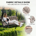 Outdoor Swing Cushions 55 Inch, Waterproof 4" Thick Porch Swing Cushion Replacement with Backrest and Ties, Comfortable 2-3 Seat Pation Swing Pad for Backyard, Garden, Lawn, Outdoor Furniture - Image 2