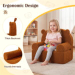 Bear-Shaped Kids Sofa, Teddy Fleece Foam Chair for Toddlers 3+, Portable Bear-Shaped Couch (Brown) - Image 5