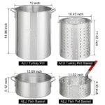13*32inch Four-Piece Set, Black Round Iron Stove Frame, Silver Aluminum 30qt Turkey Pot 10qt Fish Pot, Gas Fryer - Image 65