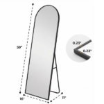 59" Full Length Mirror Floor Standing, Anti-Rust Aluminum Frame, Arch, Black - Image 2