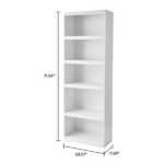 Framed 5-Shelf Bookcase with Adjustable Shelves, White (Shipment from Walmart) - Image 2
