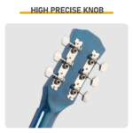 Blue 41-inch Dreadnought barrel-shaped cutaway acoustic guitar with pick, strings, capo, gig bag, tuner, wrench tool, and shoulder strap - Image 7
