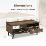 36.5" Rustic Coffee Table with Drawer & Open Shelves, Engineered Wood Center Table for Living Room Walnut - Image 4