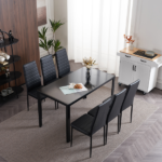 4pcs Elegant Assembled Stripping Texture High Backrest Dining Chairs Black Replace encoding 13028198-18410366 - Image 42