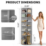 7-tier, 360° rotating wood-plastic composite shoe rack, 60*60*184cm, gray - Image 3