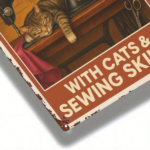 CIFbuy Vintage Sewing Machine & Cat Metal Wall Art, Rustic Retro Iron Sign, Never Underestimate An Old Woman With Cats, 2D Flat 8x12 In TikTok, TikTok, er Underestimate An Old Woman With Cats Self-pickup Logiopics - Image 5
