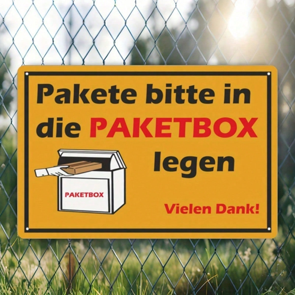 CIFbuy 1pc PVC Tin Sign "Pakete Bitte In Die, Paketbox Legen" 8x12 Inch Waterproof UV Protected, Sturdy Hard Foam Board Unframed Durable "Pakete BitikTok, "Pakete BitikTok, ted Self-enckup Logiople