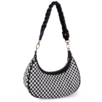 Women Woven Hobo Handbag for Women Fashion Vegan Leather Tote Bag for Women-Black