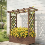 43.5*17.5*44.5 In Fir With Arched Lattice Raised Garden Bed Wooden Planting Frame Carbonized - Image 15
