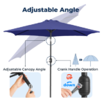 9ft Patio Umbrella, Outdoor Market Umbrella with Push Button Tilt, Crank Handle, 6 Sturdy Iron Ribs, UPF 50+ Waterproof Polyester Canopy, KD Design for Garden, Deck, Backyard, Poolside, Navy Blue - Image 14