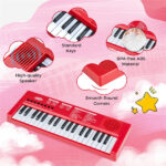 Red 37 Keys Kids Electronic Keyboard with Microphone, 8 Tones & 8 Rhythms Piano Toy for Ages 3+ - Image 10