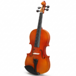 Brand new 4/4 acoustic matte tiger stripe violin set includes phonetic symbols sticker, tuner, string set, shoulder rest, rosin, bow, and premium gift box.