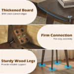 17" Square Side Table Solid Rubber Wood, Walnut Finish End Table for Living Room Bedroom - Image 6