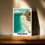 CIFbuy 1pc Retro Cocoa Beach Florida Metal Tin Sign, Vibrant Coastal Paradise Travel Poster Wall Art, Durable Iron Home Decor TikTok, TikTok, ravel Poster Wall Art Self-pickup Logiopics - Image 4