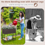 28" Elevated Raised Planter Box with Storage Shelf, Ergonomic Garden Bed for Patio Balcony Herb Vegetable - Brown - Image 7