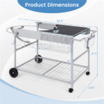 Outdoor Grill Cart for 18-22 Inch Kettle Grills, Metal BBQ Stand with Lid Holder & Storage Rack - Image 5