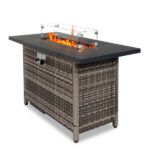 43-Inch Fire Table 50000 BTU Gas Firepit with Volcanic Stone Black - Image 4