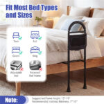 Height Adjustable Bedside Safety Rail, Tool-Free Assembly Bed Assist Bar with Anti-Slip Legs for Elderly Adults - Image 7