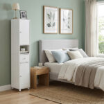 White particleboard with melamine veneer, 30*30*170cm, two doors, one drawer, one shelf, bathroom vanity - Image 11