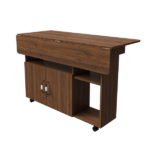 Multi-Functional Folding Table with Storage Shelves and Wheels, 47 Inch Foldable Dining Table for Small Spaces, Compact Desk for Kitchen, Dorm, Office (Walnut) - Image 6