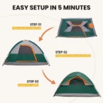 4 Person Waterproof Camping Tent with Rainfly, Easy Setup Dome Tent with Mesh Windows & Skylights, Lightweight Portable Tent for Outdoor Camping, Festivals & Backyard, Green (Shipment from Walmart) - Image 3