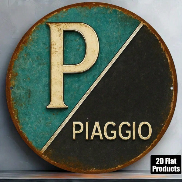 CIFbuy 1pc Vintage Italian Piaggio Logo Aluminum Wall Sign 8 Inch Round Retro Motorcycle Plaque Turquoise Outdoor Decor For Garage Cafe TikTok, TikTok, Self-pickup Logiopics