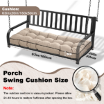 Outdoor Bench Cushion, 63 × 20 × 4 Inch, Tufted Waterproof Swing Cushion with Ties, for Patio Bench or Window Seat - Image 2