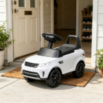 White 2-in-1 6V Battery-Powered Electric Ride-on Car with Sliding Mechanism Headlights Music Horn for Kids - Image 4