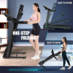 Compact Folding Treadmill for Home - 2.5HP Quiet Brushless Motor, 3-Level Incline, 7.5 MPH, Shock Absorption, Space-Saving Design for Running, Walking - Treadmill for Small Spaces & Home Use - Image 4