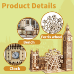 3D Wooden Puzzle Big Ben Model Kits Desktop Clock DIY Building Blocks Creative Gift Home Decor for Family Unique Christmas Gift - Image 3
