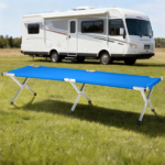 Portable Folding Camping Cot with Carrying Bag Army Blue - Image 7