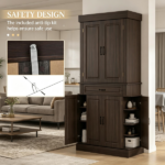 71" Freestanding Kitchen Pantry Cabinet with 4 Doors 2 Large Storage Cabinets And an Additional Drawer for Coffee & Kitchen Supplies - Image 4