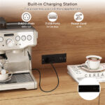 Natural Boho 6-Door Pantry Cabinet, PE Rattan Doors & Built-in Charging Station (2 AC Outlets + 2 USB Ports) - Image 8