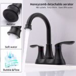 Bathroom Faucet Matte Black with Pop-up Drain & Supply Hoses 2-Handle 360 Degree High Arc Swivel Spout Centerset 6 Inch Vanity Sink Faucet 4011B-MB[Unable ship on weekends, TK/TEMU only for pickup, only TX10643 warehouse supports GOFO] - Image 2