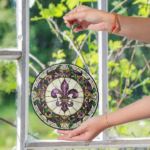 CIFbuy 7.87 Inch Louisiana Fleur De Lis Acrylic Stained Glass Suncatcher Window Decor (TikTok, temu pick-up service) - Image 5