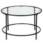 Same Code 13962533 Artisasset 2 Layers 5mm Thick Tempered Glass Countertops Round Wrought Iron Coffee Table Black - Image 4