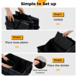 13 Gallon Car Trunk Organizer - 3 Compartments+6 Pockets, 600D Oxford Fabric, Non-Slip Base, Black - Image 3