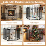 6-Panel Expandable Safety Gate (34.5"-154"), 270° Rotatable Baby/Pet Barrier for Fireplace Stairway Doorway-Black - Image 2