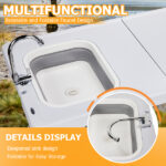 50" Folding Fish Cleaning Table with Sink, Bi-Folding Portable Camping Sink Station with Drain Hose, Trash Can, Foldable Outdoor Sink for Camping, Fishing, BBQ - Image 6